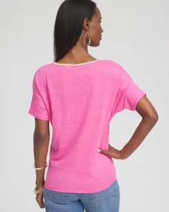 Shop Sweater Trim Linen Tee Tops