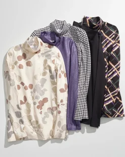 Store Touch Of Cool™ Houndstooth Mock Neck Layering Tee Tops