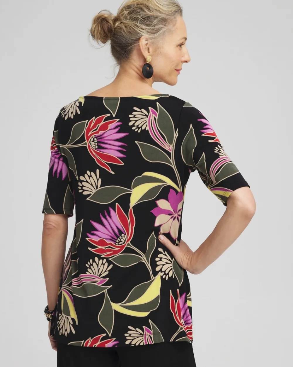 Sale Travelers™ Floral Boat Neck Top Tops