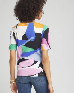Clearance Tropical Bateau Neck Tee Tops