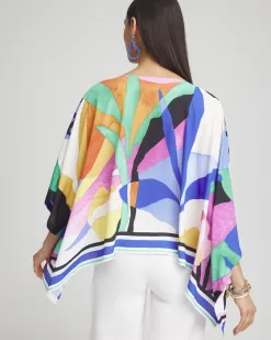 Cheap Tropical Border Stripe Poncho Tops