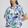 Best Sale Tropical Satin Tie-Front Tunic Tops