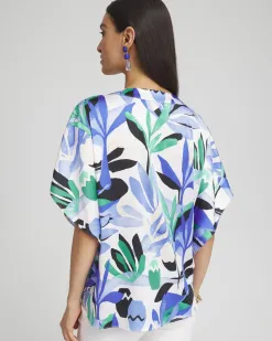 Best Sale Tropical Satin Tie-Front Tunic Tops