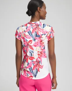 Sale Zenergy® UPF Floral Cap Sleeve Polo Tops