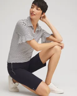 Online Zenergy® UPF Knit Stripe Ruffle Polo Tops