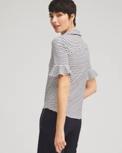 Online Zenergy® UPF Knit Stripe Ruffle Polo Tops
