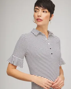 Online Zenergy® UPF Knit Stripe Ruffle Polo Tops