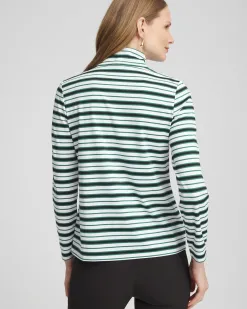 New Zenergy® UPF Striped Mock Neck Golf Top Tops