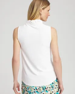 Store Zenergy® UPF V-Neck Ruffle Tank Tops
